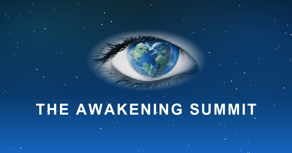 The Awakening Summit official promotional artwork featuring an eye with the Earth reflected in its iris